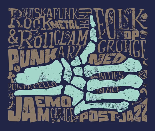 Música rock. Grunge. Letras de mão. Ilustração vetorial . —  Vetores de Stock