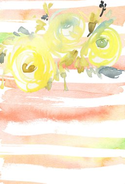 Çiçekli tebrik kartı. Pastel renkler. El yapımı.