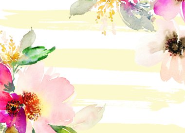 Çiçekli tebrik kartı. Pastel renkler. El yapımı.