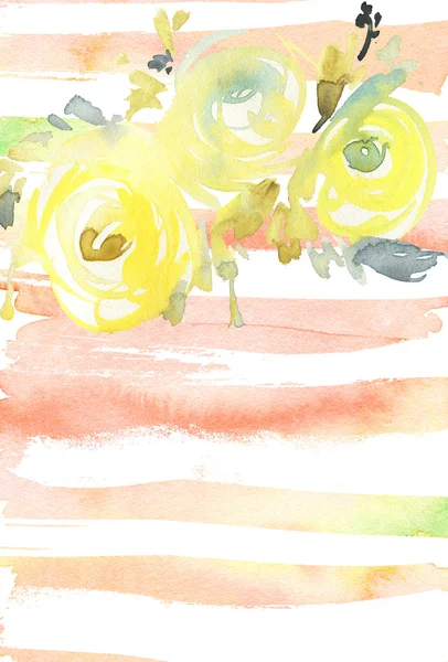 Çiçekli tebrik kartı. Pastel renkler. El yapımı.