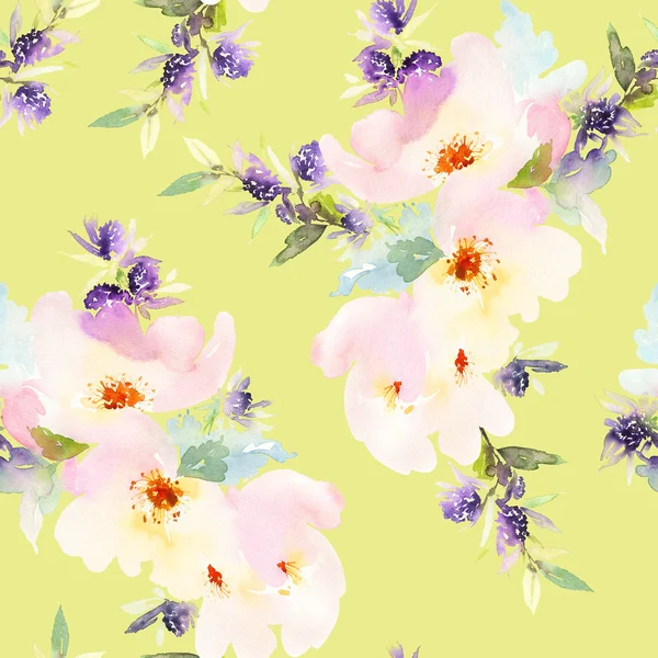 Seamless pattern with flowers watercolor. — Stock Photo, Image