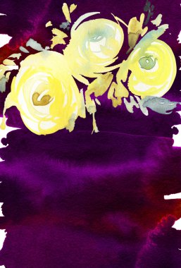 Çiçekli tebrik kartı. Pastel renkler. El yapımı. Suluboya 