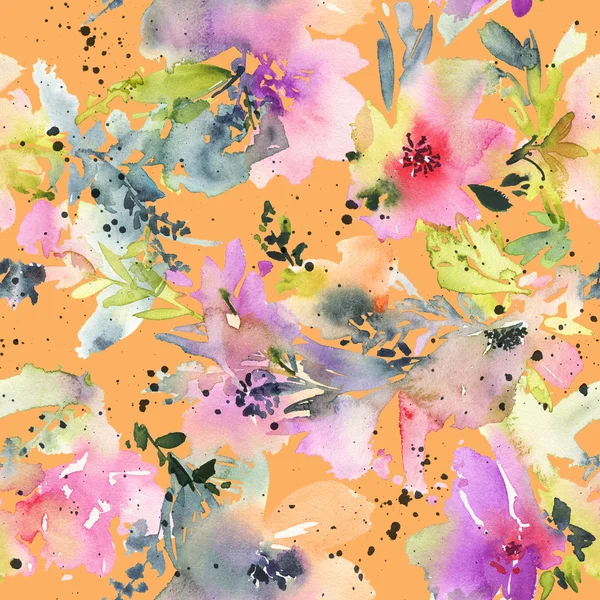Soyut suluboya çiçekler. Kusursuz desen.