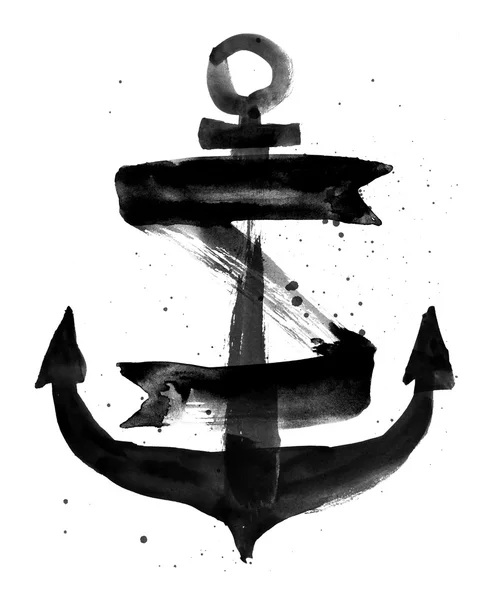 Watercolor illustration of an anchor — Stock Photo, Image