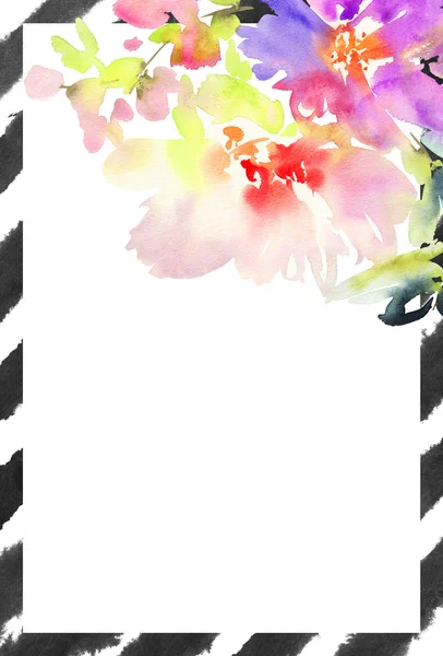 Lykønskningskort med blomster - Stock-foto