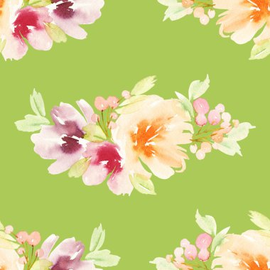 Çiçeklerle suluboya kusursuz desen