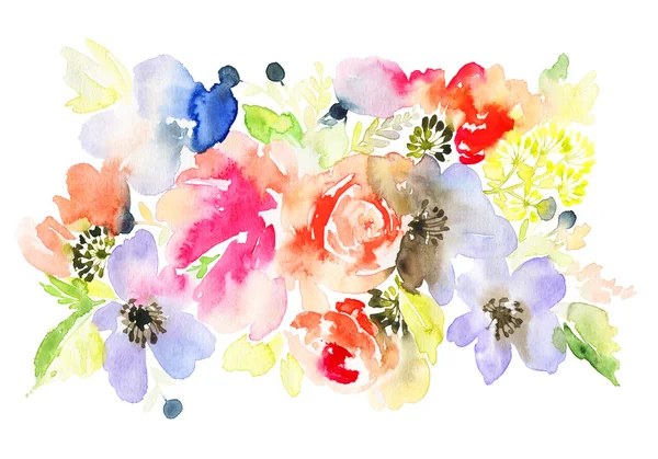 Květiny akvarel ilustrace — Stock fotografie