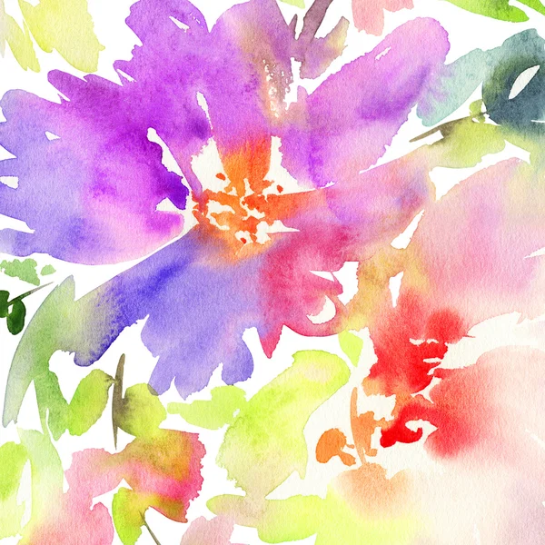 Flores aquarelas abstratas — Fotografia de Stock