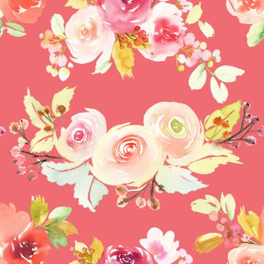 Çiçeklerle suluboya kusursuz desen