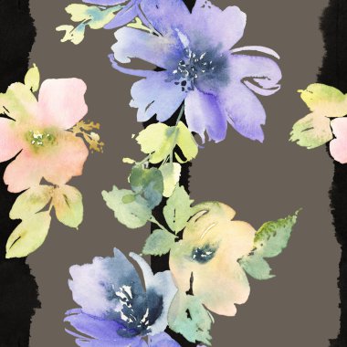 Çiçeklerle suluboya kusursuz desen