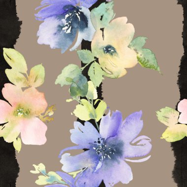 Çiçeklerle suluboya kusursuz desen