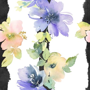 Çiçeklerle suluboya kusursuz desen