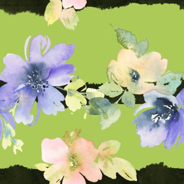 Çiçeklerle suluboya kusursuz desen