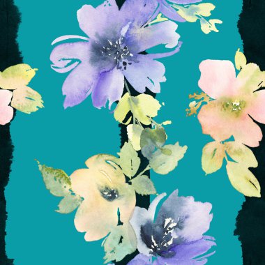 Çiçeklerle suluboya kusursuz desen