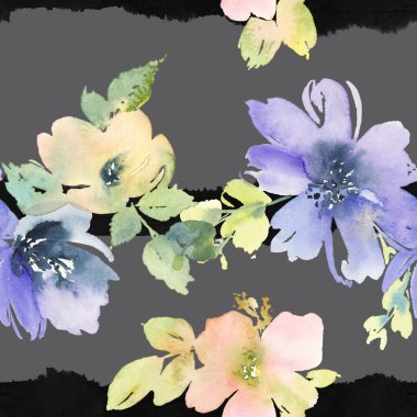 Çiçekler suluboya ile Seamless modeli. Yumuşak renkler.