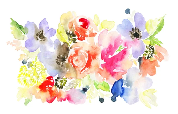 Flores aquarela ilustração — Fotografia de Stock