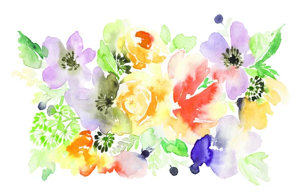 Λουλούδια ακουαρέλα εικονογράφηση — Φωτογραφία Αρχείου
