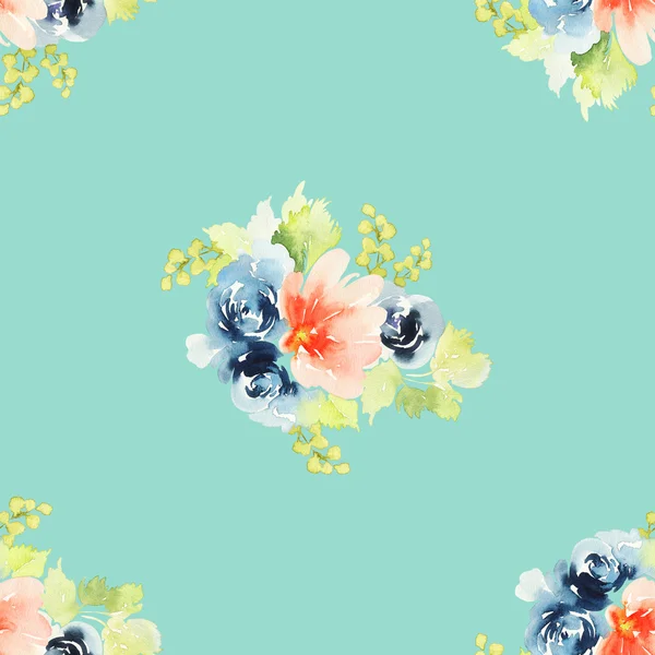 Seamless pattern with flowers watercolor — Stock Photo, Image