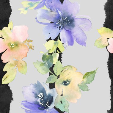 Çiçeklerle suluboya kusursuz desen