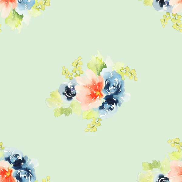 Seamless pattern with flowers watercolor — Stock Photo, Image