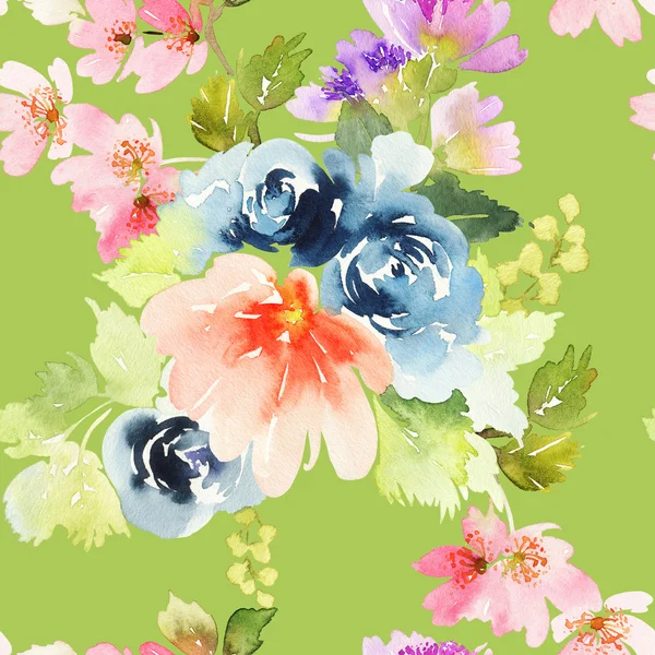 Seamless pattern with flowers watercolor — Stock Photo, Image