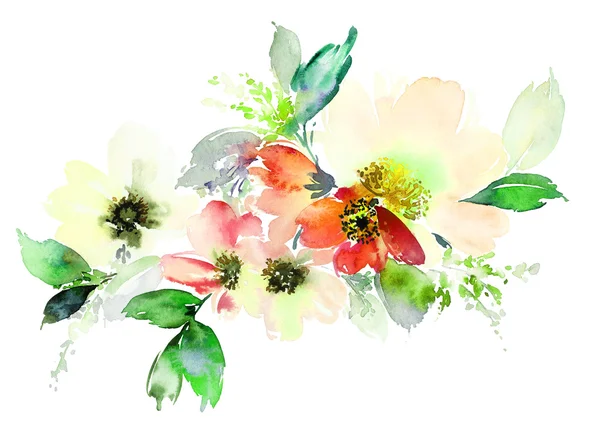 Blommor akvarell illustration — Stockfoto