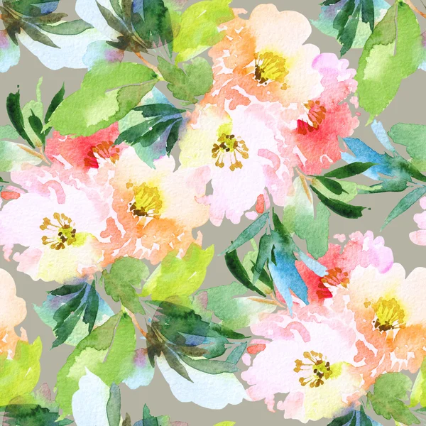 Seamless pattern with flowers watercolor — Stock Photo, Image