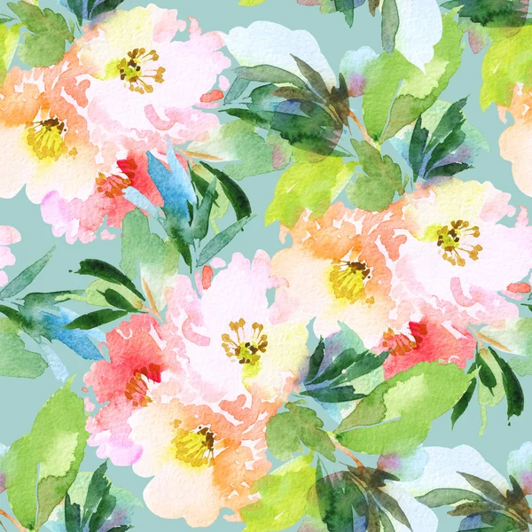 Seamless pattern with flowers watercolor — Stock Photo, Image