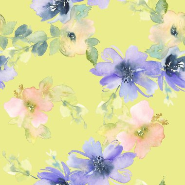 Çiçeklerle suluboya kusursuz desen