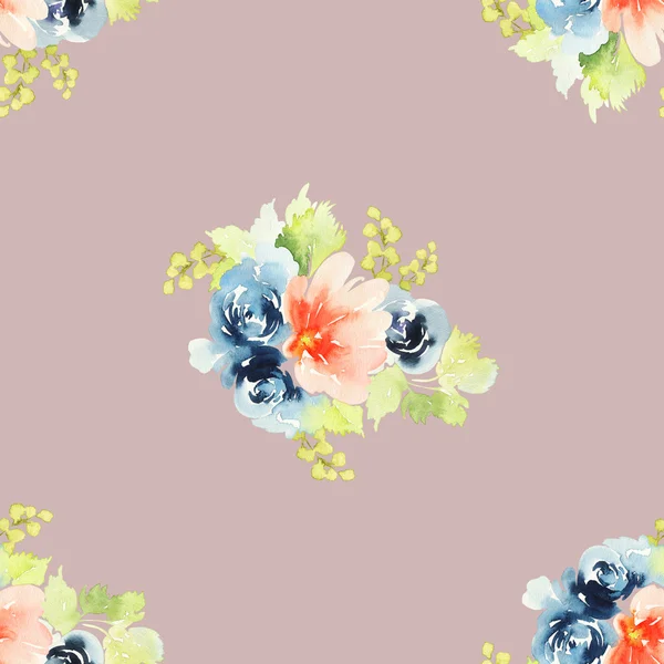 Seamless pattern with flowers watercolor — Stock Photo, Image