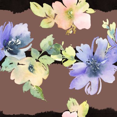 Çiçeklerle suluboya kusursuz desen