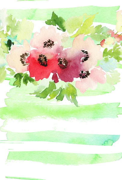 Gratulationskort med blommor — Stockfoto