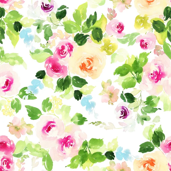 Naadloos patroon met bloemen aquarel — Stockfoto