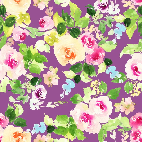 Seamless pattern with flowers watercolor — Stock Photo, Image