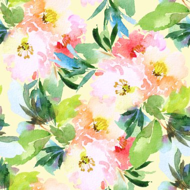 Çiçeklerle suluboya kusursuz desen