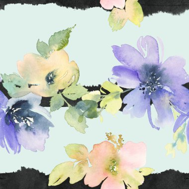 Çiçeklerle suluboya kusursuz desen