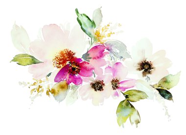 T-shirt baskı suluboya çiçekli