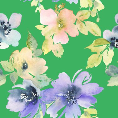 Çiçeklerle suluboya kusursuz desen