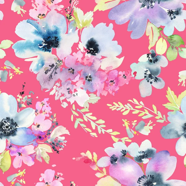 Seamless pattern with flowers watercolor — Stock Photo, Image