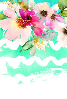 Çiçekli tebrik kartı