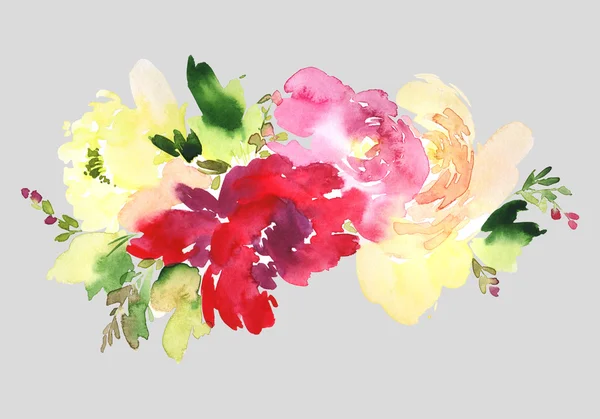 Çiçekler suluboya çizimi — Stok fotoğraf
