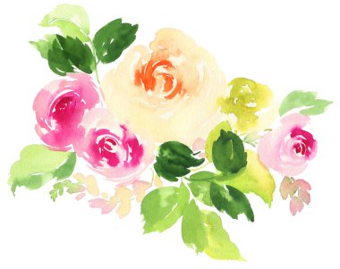 Çiçekler suluboya çizimi