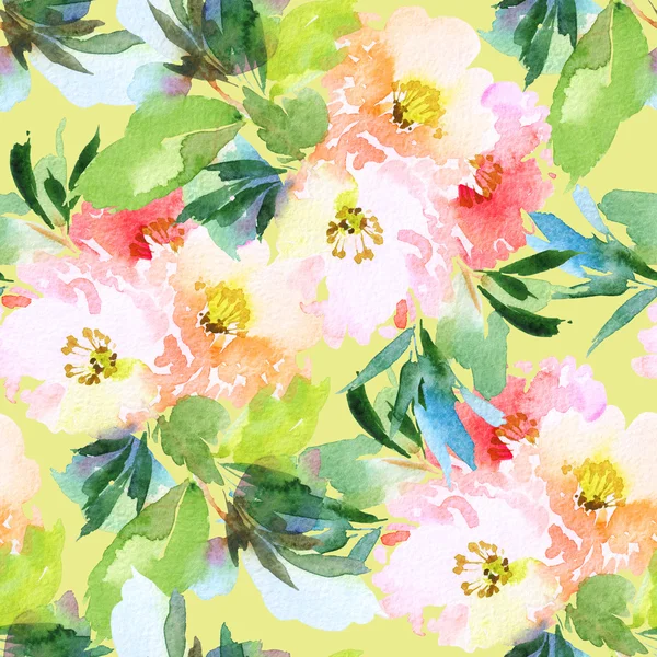 Seamless pattern with flowers watercolor — Stock Photo, Image