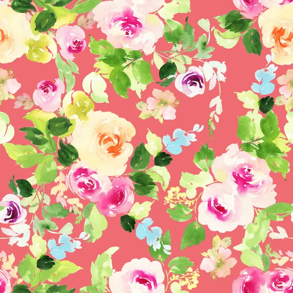 Seamless pattern with flowers watercolor — Stock Photo, Image