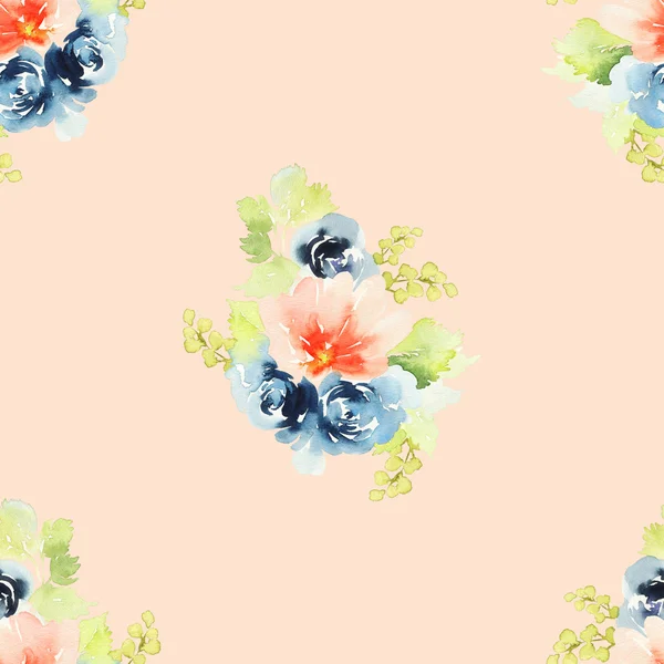 Naadloos patroon met bloemen aquarel — Stockfoto