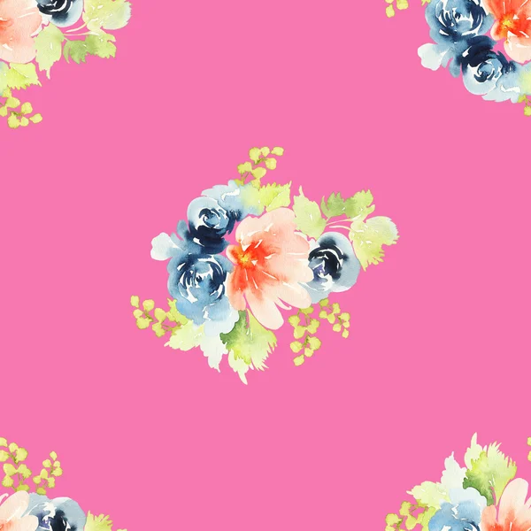花の水彩でシームレスなパターン — ストック写真