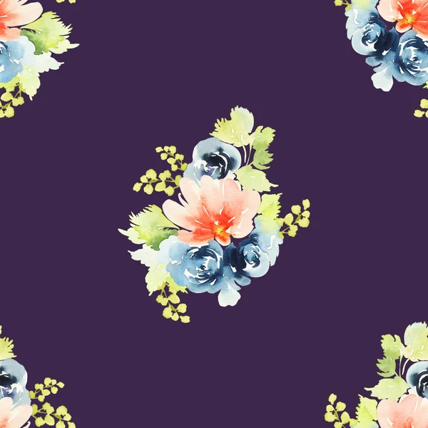 Seamless pattern with flowers watercolor — Stock Photo, Image