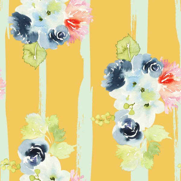 Zökkenőmentes minta virágokkal akvarell — Stock Fotó