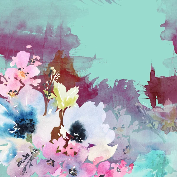 수채화 꽃 크리에이 티브 카드 — 스톡 사진