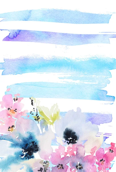 Kreative Karte mit Aquarellblumen — Stockfoto